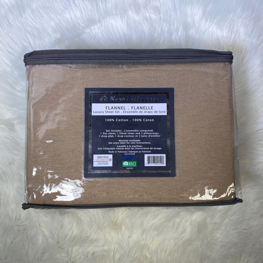 ✨FINAL RUN✨Queen 4pc Taupe Flannel Bedsheets - Picture 3 of 4